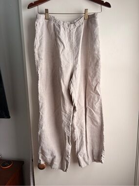 J. Jill Light Tan Linen Relaxed Cropped Chinos